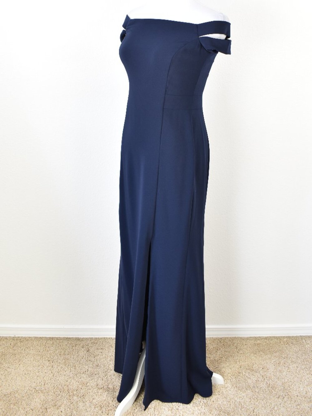 Lauren Ralph Lauren Formal Off Shoulder Dress Navy - 4 - Picture 4 of 10